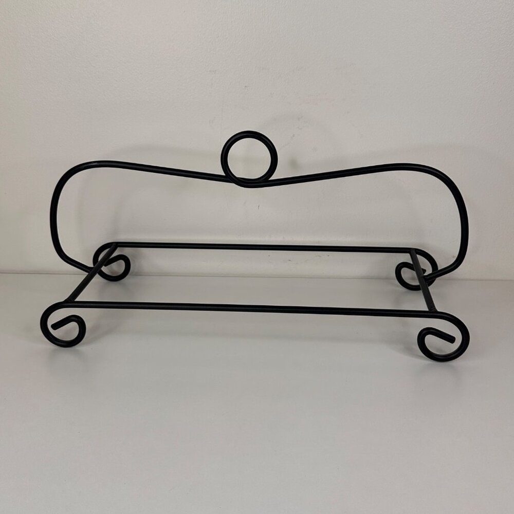 Black Metal Scroll Design Horizontal Serving Casserole Baking Dish 15"x6" Holder